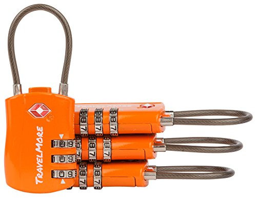 4-Pack TSA Approved Travel Combination Cable Luggage Locks for Suitcases & Backpacks | TSA Locks | Luggage Locks | Orange