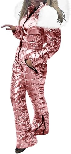 Aurgelmir Women Winter Ski Suit Fur Collar Coat Ski Jumpsuit Snowsuit
