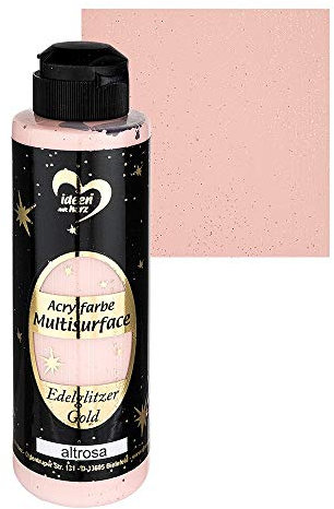 Ideen mit Herz Acrylfarbe Multisurface Edelglitzer | Universalfarbe auf Wasserbasis | mit edel schimmerndem Goldglitzer | 180 ml (altrosa)