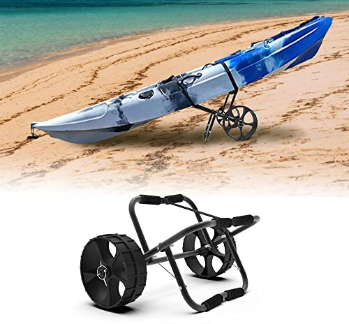 FDB 200LBS Universal Folding Bend Kayak Canoe Boat Carrier Dolly Trailer Tote Trolley Transport Cart Wheel for Carrying Kayaks, Canoes, Paddleboards, Float Mats, Boats Black