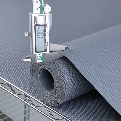 Hersvin Drawer Liners, 44x500cm Thickened Wire Shelf Liner, Kitchen Cupboard Draw Mats, Non-Adhesive Non Slip Cabinet Protector, Washable Plastic Shelves Cover Protective Lining (Gray Diamond)