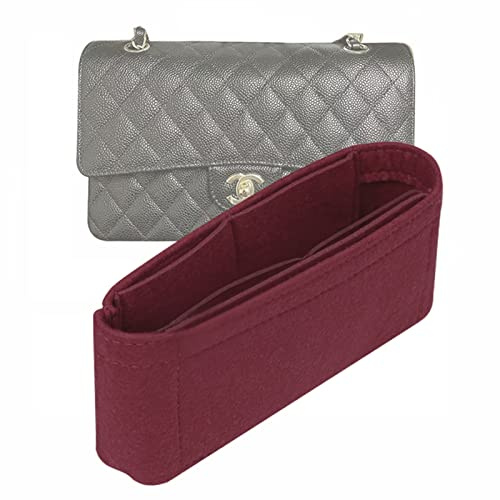 Lckaey - Organiseur de sac à main en feutre de qualité supérieure pour sac à main classique à rabat de 2009 taille Maxi - Rouge Claret - Taille XL