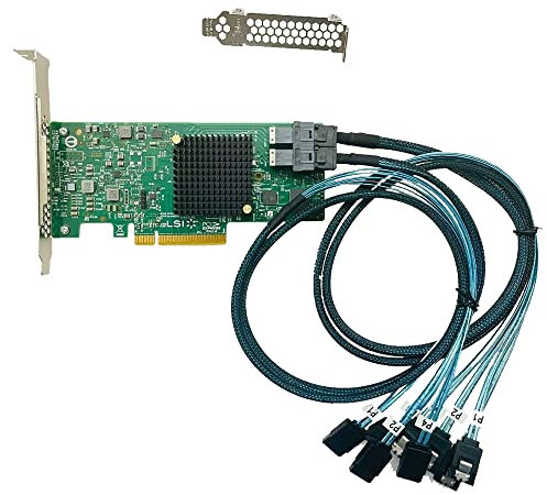 LSI 9300-8i RAID Controller Card PCI E 3.0 12Gbps HBA IT Mode ZFS FreeNAS unRAID RAID Expander + 2 SFF-8643 SATA Cable