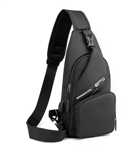 DIAOZI Brusttasche Herren Klein Wasserdichte Sling Bag Diebstahlsicher Crossbody bag Herren Brusttasche Zum Umhängen Geschäft Sport Schultertaschen - Schwarz