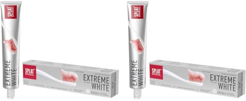 Splat Extreme White Toothpaste, 75ml, Intensive Teeth whitening, Protection Against Cavities, removes Surface Stains. (Pack of 2)