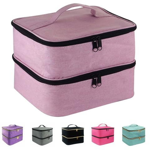Bolsa Organizadora De Esmalte De Uñas Con Doble Capa | Estuche De Transporte Para Esmalte De Uñas | Soporte Para Esmalte De Uñas Y Herramientas De Manicura