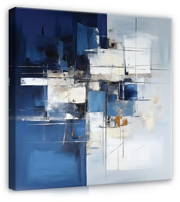 WallArena - Quadro su tela - Astratto blu - 80 x 80 cm - Quadro su tela - Quadro XXL grande da parete per soggiorno, camera da letto, soggiorno, stile moderno