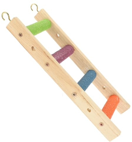 VILLFUL Échelle en Bois pour Perroquet et Perruche, Jouet Sécurisé pour Grimper et Aiguiser Les Griffes, Accessoire pour Cage d'oiseaux et Aire de Jeu