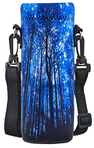 Mibbxea 500ML Wasserflasche Tragetasche, Umhängetasche für Flaschen, Neopren Flaschenkühler mit Tragegurt für Männer Frauen, Reisen, Radfahren, Wandern, Fitnessstudio, Laufen, Camping (Wald)