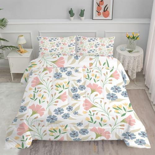 Linfye Bettdecke 155x220 4 Jahreszeiten Bunte Blumen Bettbezug Ganzjahresdecke 155x220 Bettdecke Waschbar Bettdecke Ohne Bezug Nutzbar Mikrofaser Steppdecke Schlafdecke BC296