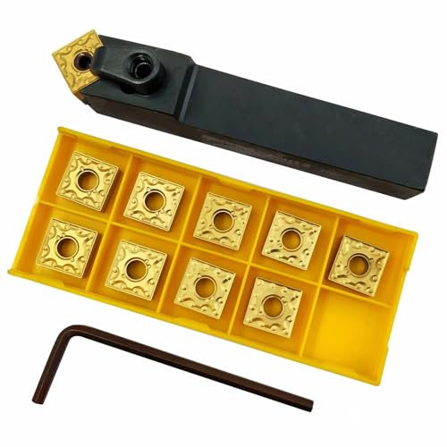 ASZLBYM 5/8 drehmeißel Bohrstange MSDNN1616H12 16mm Indexierbarer CNC-Drehmaschinen-Excircle-Drehwerkzeughalter，Und 10Stück SNMG120404-MA/ SNMG432 indexierbare Hartmetall-Einsatz.