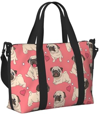 Sac à main de voyage léger et pliable avec imprimé carlin pour homme et femme, pour week-end, gym, vacances