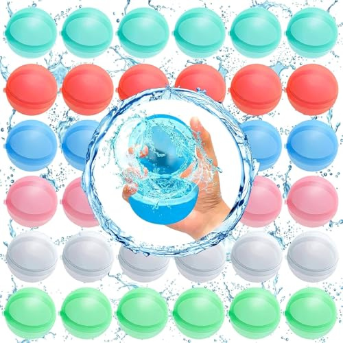 NCKIHRKK 36 Pezzi Palloncini d'acqua in Silicone, Gavettoni Acqua Riutilizzabili a Eiempimento Rapido, Giochi d Acqua Estivi Giardino/Spiaggia/Piscina, Bombe d'acqua Gioco per Bambini Adulti