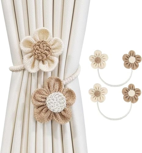 2 Pezzi Fiori Fermatenda per Tendes, Fermatende e Raccogli Tenda, Ferma Tende Fiori Embrasse per Tende Eleganti, Ferma Tenda Fiore per Casa, Esterni, Camera da Letto, Ufficio, Tendes Decorazioni (B)