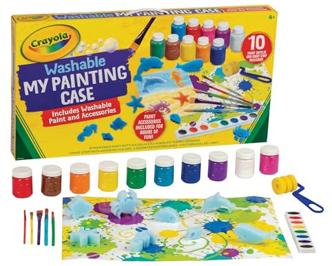 CRAYOLA Washable Deluxe Paint Kit | Includes Washable Paints, Sponges, Brushes and Roller | Painting Kit for Kids | Ages 4+