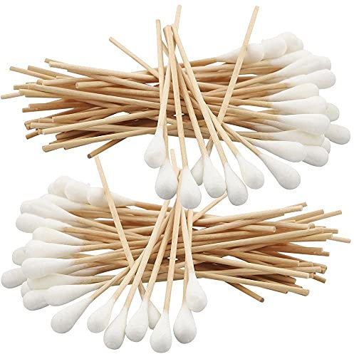 100x 15 cm Breiter Kopf - Watteträger, Kosmetex Wattestäbchen, Holzstab mit dickem Wattekopf, 100x Breiter Kopf