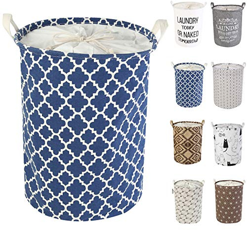 LessMo 19,7 Clasificador de Almacenamiento de canastas de lavandería, cestos de lavandería Plegables, Ropa de algodón Redonda Impermeable