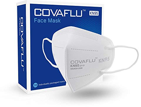 Covaflu KN95 Face Masks, White Face Mask Pack of 10 | KN95 Masks for Adults, Disposable Mask for Daily Use & Travel, Dust & Pollen Protection - Comfortable Fit with Loops