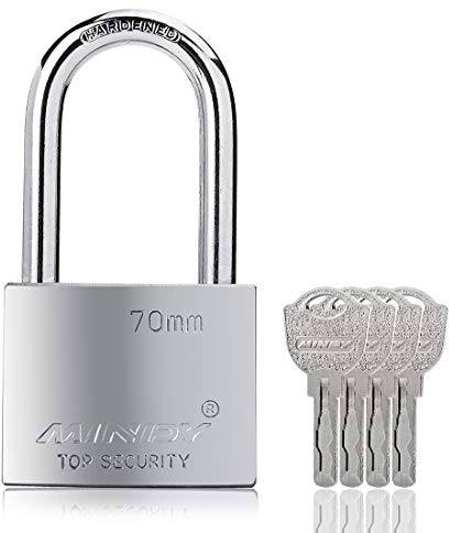 70mm Long Shackle Padlocks for Outdoor Use All Weather Resistant, Alloy Steel Heavy Duty Lock with 4 Keys