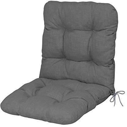 DILUMA | Niedriglehner Auflage 100x50 cm Grau | Wasser- und Schmutzabweisende Polsterauflage mit Extra Dicker 8 cm Flockenfüllung | Sitzauflage für Gartenstühle