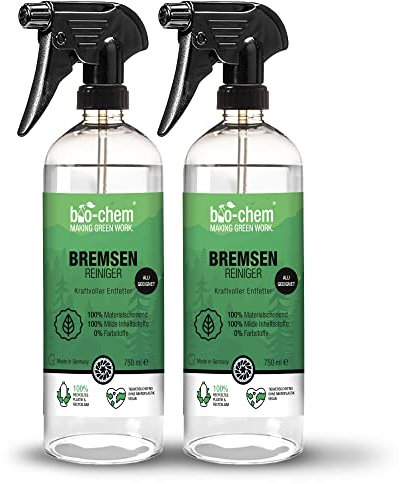 bio-chem Bremsenreiniger Spray 2x 750 ml für Auto, Motorrad und Fahrrad I Leistungsstarker Entfetter für Scheibenbremsen I Geeignet als Ketten-Reiniger, Motorreiniger und Fettlöser I Mit Menthol-Duft