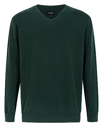 Krumba Uomo Cotone Oversize Scollo a V. Classico Pull-On Maglione 3XL Verde