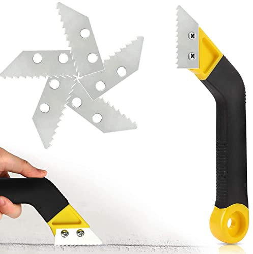 6 Pcs Pro Grout Scraping Rake Tool, Grout Clean Remover Tile Grout Hand Saw Angled with 6 Pcs Replacement Accessories for Tile Cleaning (style 2)