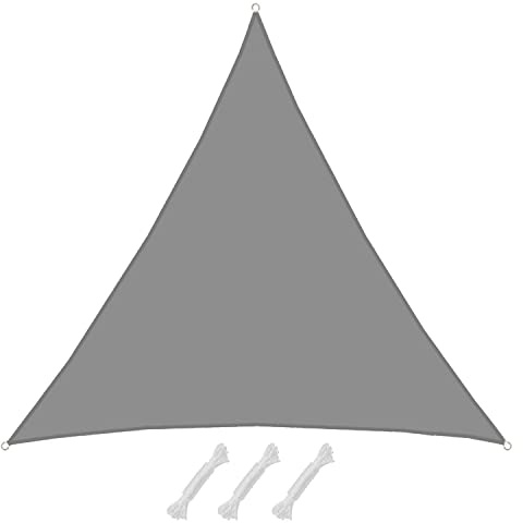 AMANKA 98% UV Schutz:6x6x6 Sonnensegel Dreieckig Wasserdicht-Terrassendach Sonnenschutz Dreieck-Sonnensegel Garten Sonnenschutz für Trampolin Pergola D Ring Dreieckig Sonnensegel Pool, Grau