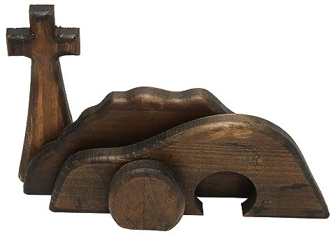 BEIJIALY Ostern-Auferstehungs-Szenen-Ornament, Oster-Szenen-Dekoration, Handgefertigt, Leeres Grabkreuz aus Holz, Dekoration für Party, Zuhause, Hochzeit