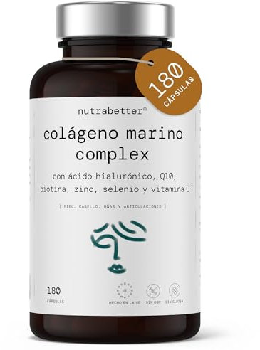 Collagène Marin Hydrolysé AQUACOL® 1000 mg +Acide Hyaluronique 100 mg +Q10 | 180 gélules | +Vitamine C, Biotine, Zinc et Sélénium | Articulations, peau, cheveux et ongles | Avec des études cliniques