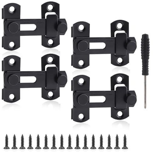 YSDMY Door Latch 4 Pcs barn Door Lock 3 inch Stainless Steel Flip Gate Latch Lock with Screwdriver Gate Lock for Outdoor, Garage, Window, Garden, Closet Door
