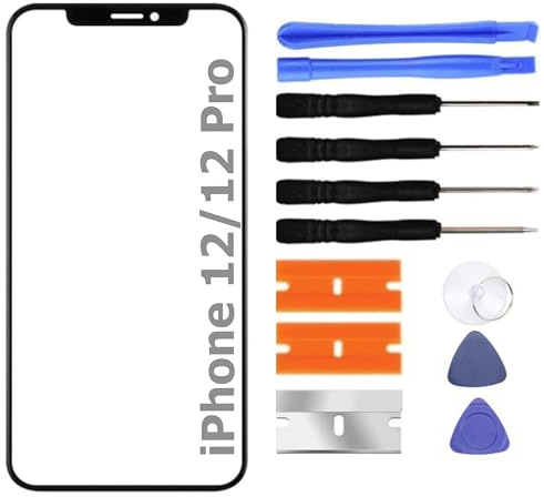 S&L ENTERPRISE Front Glass Replacement Repair Kit Compatible with iPhone 12/12 Pro – 6.1 inch 2020 Front Lens Screen Incl. Tool Kit