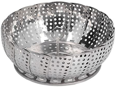 Inserto de Vapor, Placa de Cocción Al Vapor Retráctil de Acero Inoxidable Inserto de Vapor para Olla Anillos de Vapor con Mango Desmontable para Pescado Al Vapor, Albóndigas, Pan