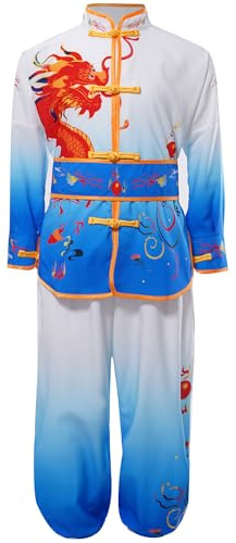 ranrann Barn pojke Kung Fu-dräkt Traditionell Kampsport Kinesisk Tai Chi Uniform, Färg: blå, 15-16 ans