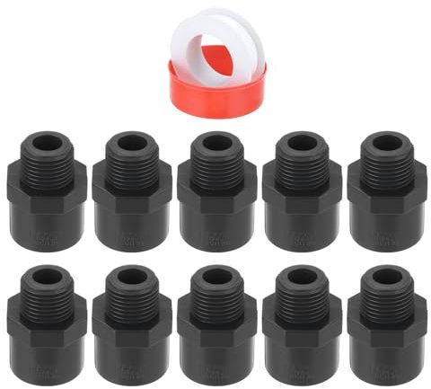 QUARKZMAN 10 Pcs Adaptador de Tubería Macho de PVC de 1/2 para Acoplamiento Deslizante SCH40 con Cinta de Sellado, Conector de Tubería Roscado Macho a Macho, Socket X NPT Macho, Gris Oscuro
