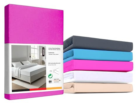 UNIVERSEL Spannbettlaken aus Baumwolle & Jersey – Premium-Komfort für Jede Matratzengröße (90x200cm, 140x200cm, 180x200cm) (Roser, 90x200x30)