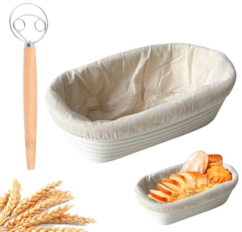 Cestino di Fermentazione del Pane,17 * 12 * 6cm Accessori per la Cottura del Pane,Cestino per La Fermentazione,Cestino per La Fermentazione Ovale,33 * 8cm Miscelatore di uova,Per impasti di Pane