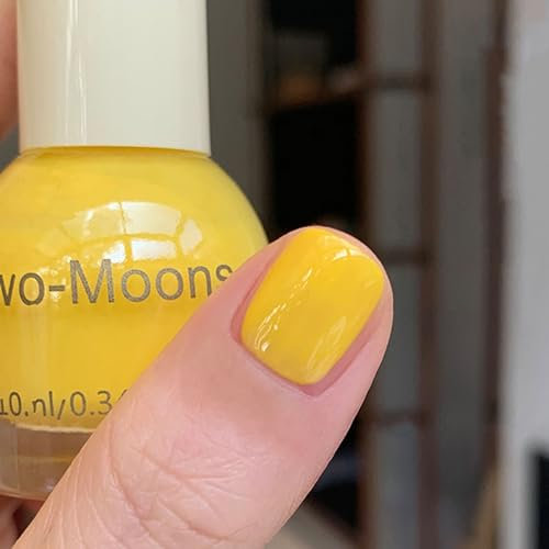 Yellow Nail Varnish - Pale Yellow Nail Polish Quick Dry - High Glossy Summer Nail Polish Long Lasting - Butter yellow nail polish Sunflower Color DIY Nail Art, No Need Curing