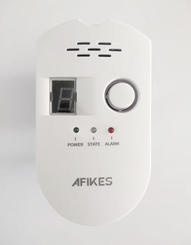 AFiKES - Détecteurs de gaz, Alarme GPL/gaz Naturel/gaz de Ville, avec Alarme sonore et Affichage numérique LED, Moniteur de méthane et de Propane Butane (Blanc)