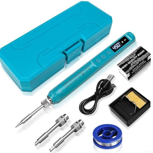 Ensemble de fer à souder électrique avec écran LCD numérique, température réglable de 200 °C à 450 °C, outil de soudure électrique sans fil avec 3 pointes de soudure remplaçables (E)