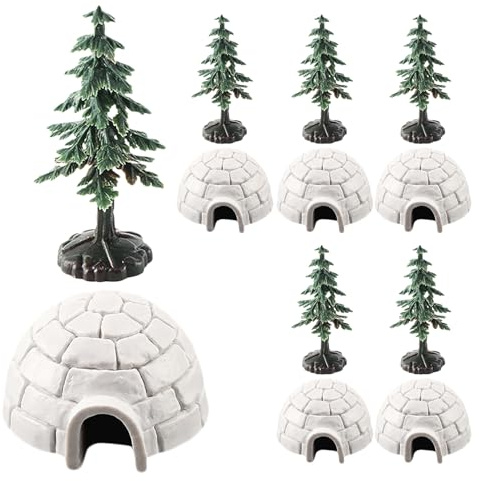 HEMOTON Figura de Iglú Miniatura Casa de Hielo Decorativa para Manualidades de Invierno Artículos para Navidad Casa de Muñecas Iglú Pequeña con Adornos para Días Festivos