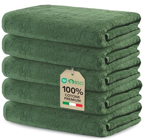 Ôhm Ansiktshanddukar 30 x 50 cm 100 % bomull 500 g/m² – liten bidé och handfat, mjuk och hög absorption – tallgrön, Oeko-Tex – 5-pack