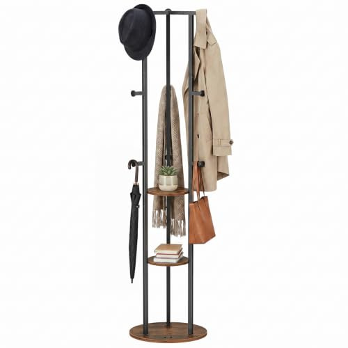 HOOBRO Coat Rack, Coat Stand with 3 Ladder Shelves, Hall Tree