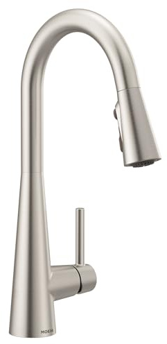 Moen 7864SRS Sleek One Handle High Arc Pulldown Modern Kitchen Faucet Featuring Power Boost, Spot Resist Stainless, XL