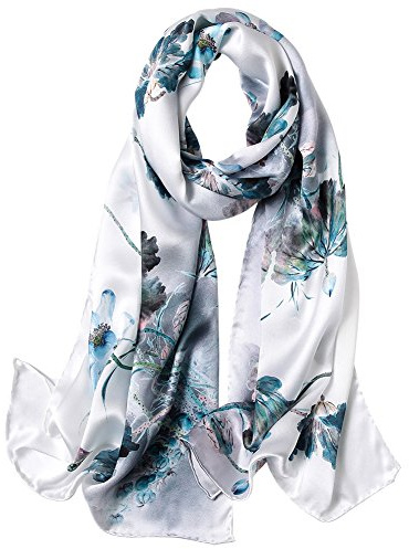 STORY OF SHANGHAI Bufanda de seda para mujer 100% seda, 40+ Bufanda de mujer lujosa y colorida, cálida y suave, ligera, se puede llevar como estola, regalo o decoración de moda - 53 * 172 cm