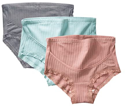 FEOYA 3 Pack Cotton Maternity Underwear Over Belly Plus Size Pregnancy Panties High Waist Postpartum Support Briefs, 2XL