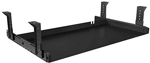 FRMSAET Plataforma para bandeja de teclado debajo del escritorio 53 cm / 60 cm / 76 cm Organizador de cajones de material totalmente metálico Herramienta de almacenamiento. (53 cm, Negro)
