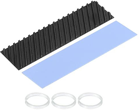 sourcing map Cobre Calor Disipador Recubierto Grafeno 70x20x1,5mm con Térmica Almohadilla y Goma Anillo para M.2 SSD PC, Portátil Refrigerador 1 Juego