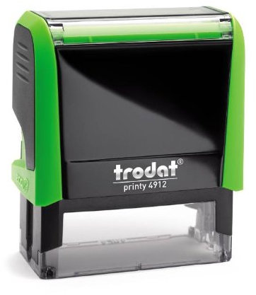 Trodat – Printy 4912 -apfelgrün - mit Wunschtext personalisieren, hier gleich online gestalten – selbstfärbender Stempel als Namensstempel, Adressstempel, Firmenstempel, 5 Zeilen, 46X17 mm