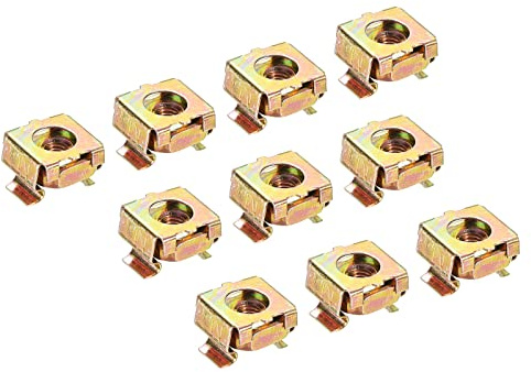 PATIKIL M5 Cage Nuts Carbon Steel Zinc Plated for Server Rack Cabinets, Yellow Zinc Pack of 30